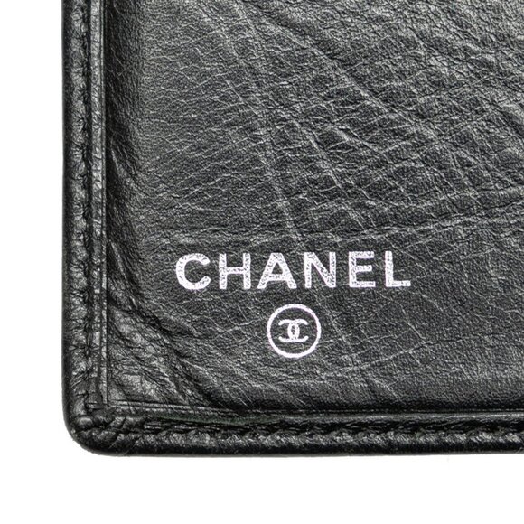 CHANEL Black Lambskin Leather Logo Wallet - Picture 6 of 8